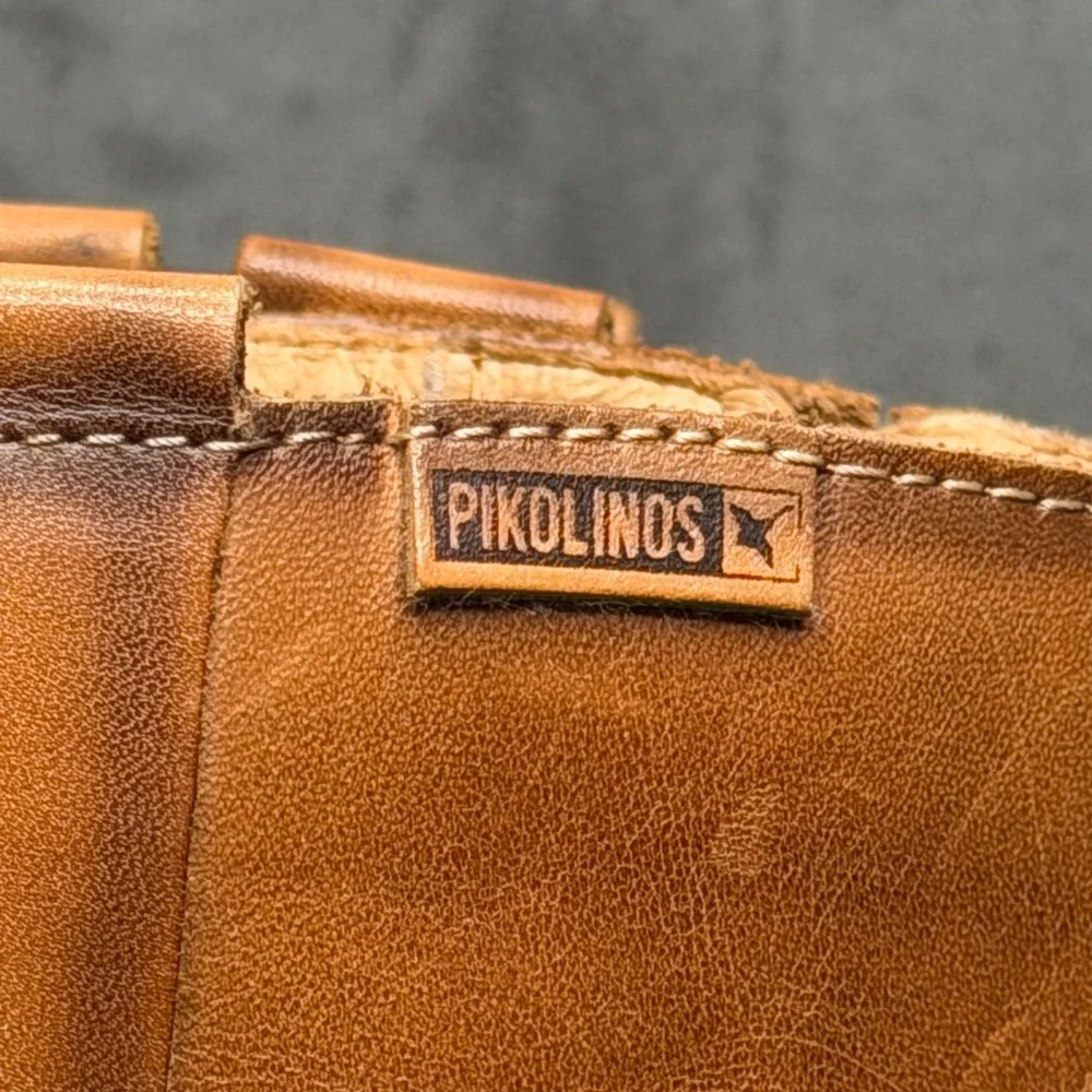 Pikolinos Tall Riding Boots Women 40 Cognac Brown Leather Back Zip Equestrian